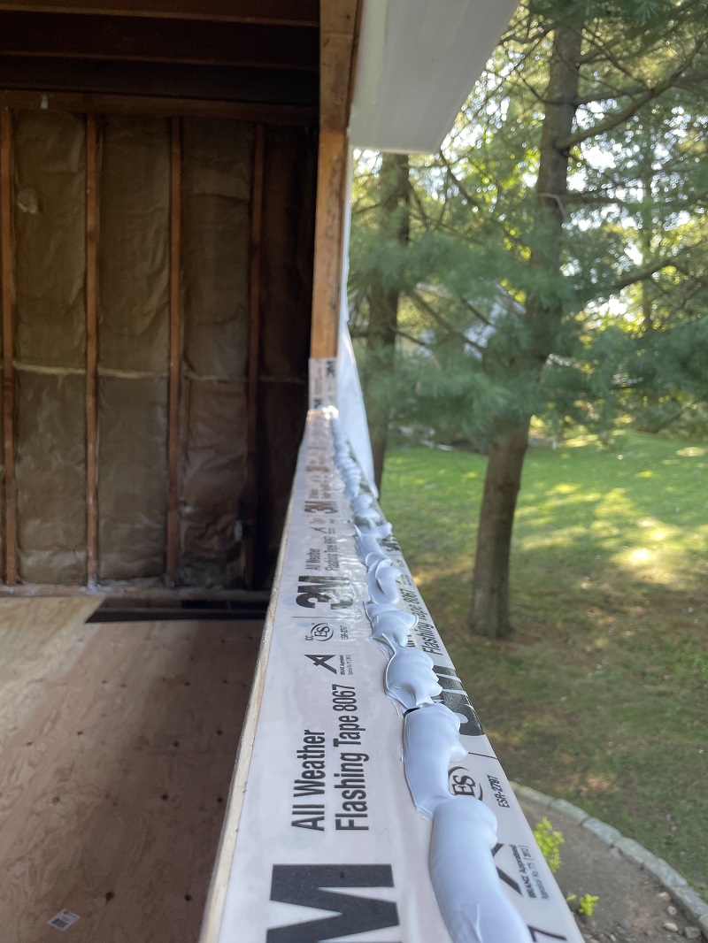 Window pan and sealant layed down